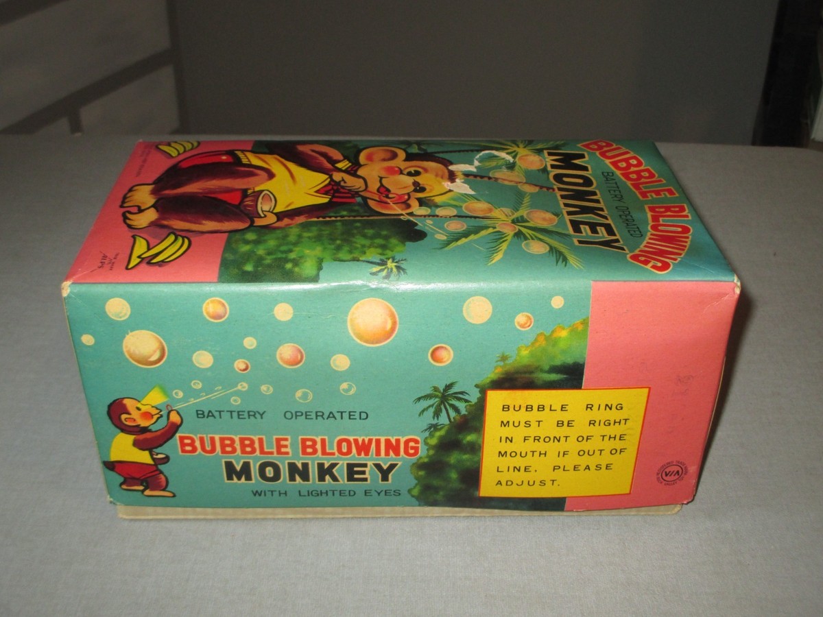 1950'S ALPS BATTERY OPERATED VINTAGE TOY-BUBBLE BLOWING MONKEY
