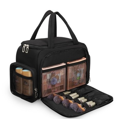 WGEAR Travel Makeup Bag, Lightweight Wide-open Toiletry Bag for Large, Black
