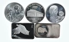 Lot 5 VINTAGE 1 Oz Silver Bars/Rounds Art Bars Collection Poured .999 *539