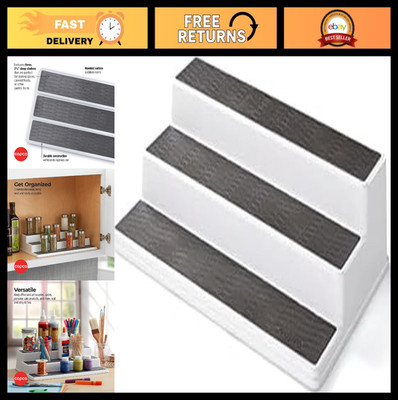 3-Tier Spice Rack Organizer - Non-Skid Pantry Storage, 15'' Tiered Shelf for Spic