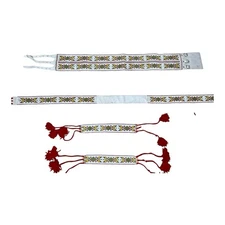 Vtg Native American Hand Beaded Regalia Accessories Set Leather Belt Headband