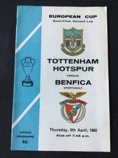 Programme Tottenham Hotspur v Benfica April 1962 European Cup Semi Final 2nd Leg