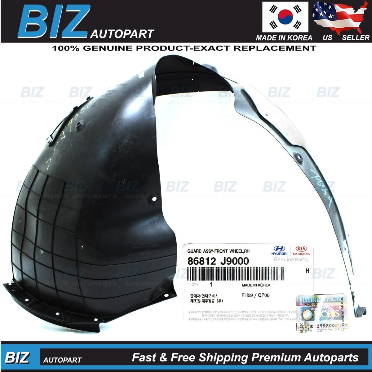 Genuine Fender Liner RIGHT Passenger side for 2018-2021 Hyundai