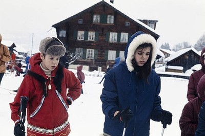 Albert Caroline of Monaco skiing during their holiday Villars-sur-- Old Photo 1