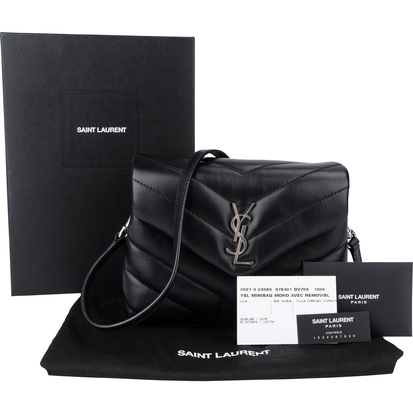 Borsa a tracolla Saint Laurent Black Leather Mini Lou Lou