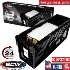 BCW LONG Comic Book Storage Box Bin Heavy Duty Plastic Stackable Hold 300 Bags🔥