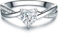 Damen Herzring 925 Silber Zirkonia Brillant, Verlobungsring Antragsring