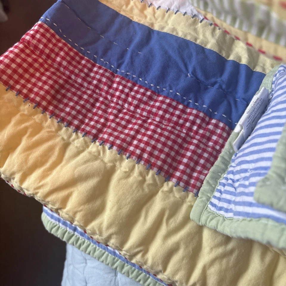 Pottery barn Kids Twin Quilt Set. Gingham , Stripes. - Image 4 of 4