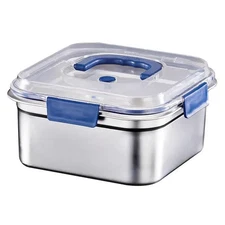 2-Pack XL Stainless Steel Food Storage Containers with Blue Lids – Airtight, Dee