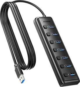 7 Port USB 3.0 Hub High Speed 5Gbps Splitter with Switches for PC Laptop