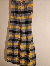vintage 70's bell bottom high waist plaid pants yellow black excellent 25" w