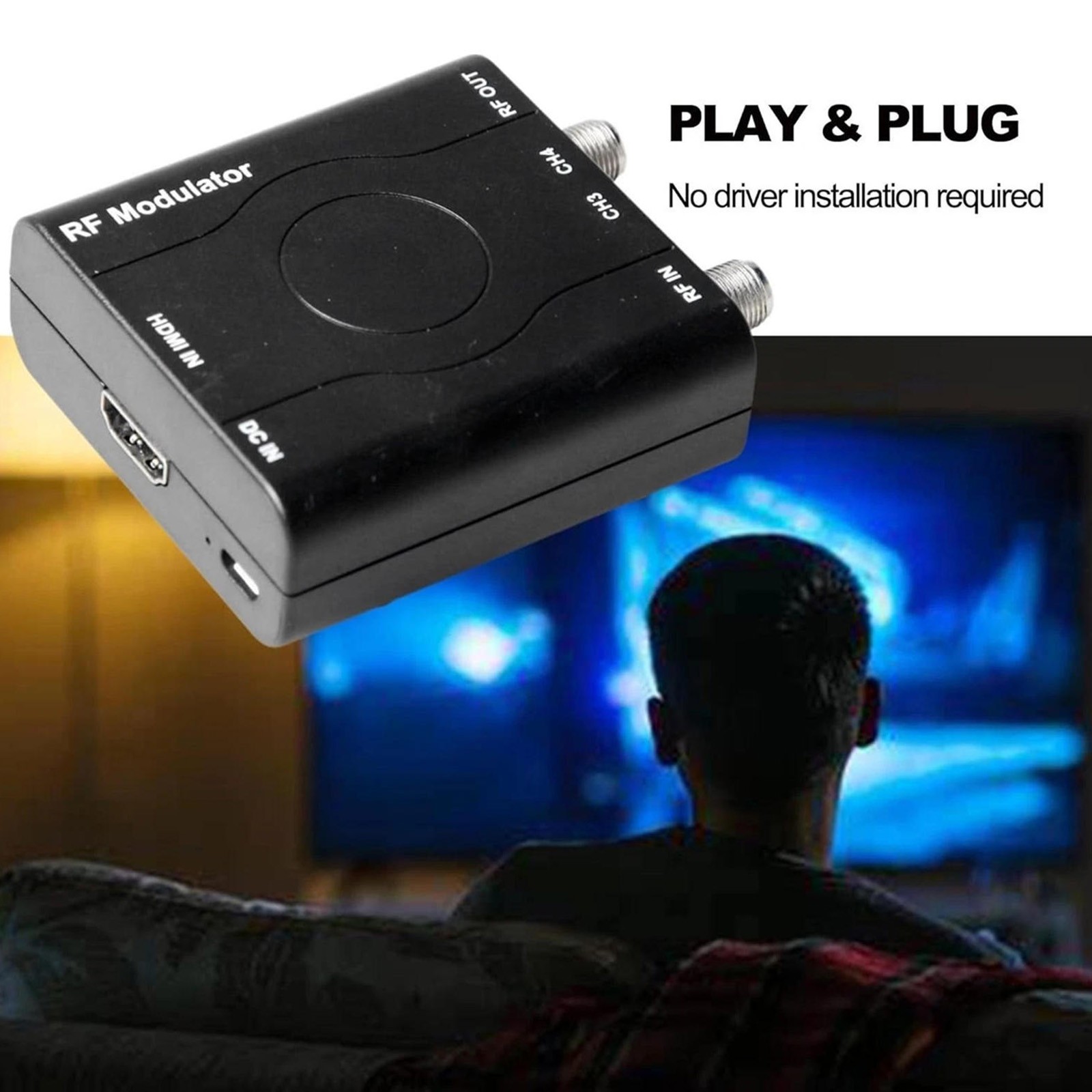 HDMI to RF Modulator HDM61 NTSC CH3/CH4 1080P HDCP1.4 for CCTV/DVR Game Console