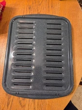 Oven Broiler Pan & Tray Rack Gray Speckled Enamel Metal 16.5" X 12 5/8" 