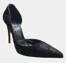 Christian Louboutin Women's Black Iriza 100mm Velvet Pumps Heels Shoes Sz 36.5
