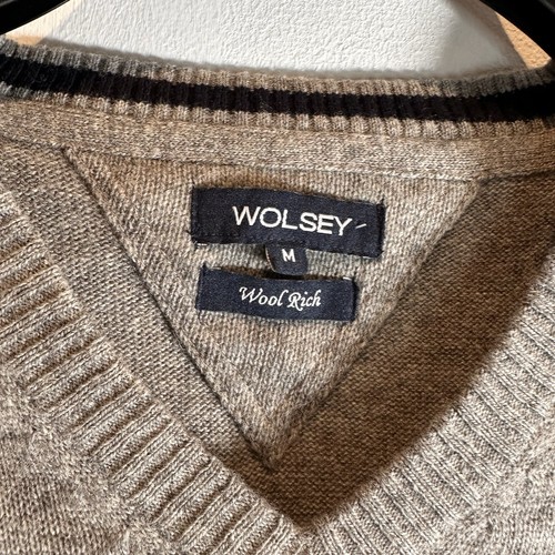 Wolsey Wollmischung Pullover Weste Herren Gr. Medium leicht grau smart - Bild 3 von 8