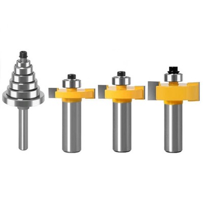 1/2 Inch Shank Rabbet Router Bit Set, 3 Pieces Rabbeting Router Bit with 6 Be...