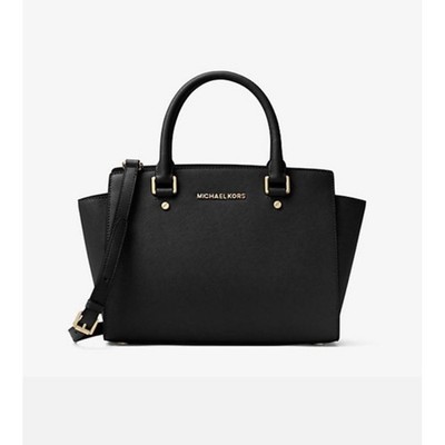 Michael Kors Satchel Women Medium Black Selma Saffiano Leather Crossbody Bag