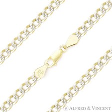4.3mm Cuban Pave Link Chain Anklet in 14k Yellow Gold-Plated 925 Sterling Silver