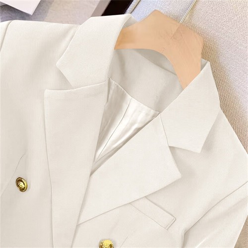 Stylish Women's Casual Blazer with Long Sleeves and Unique Metal Buckle Design - Picture 3 of 42
