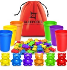 Rainbow Colored Counting Bears with Cups Sorting Educational Toys for Kids