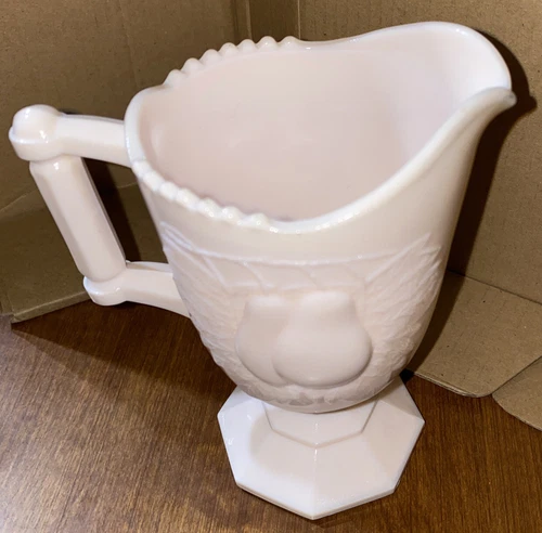 Vintage Jeanette Baltimore Pear Pink Milk Glass Creamer Cottage Core Collectible