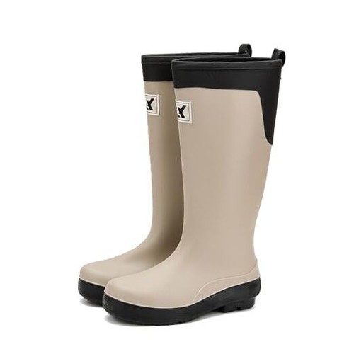 Rain Boots for Women and Waterproof Garden Shoes, Anti 7.5-8 Beige+black
