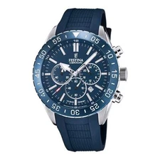 Festina F20515/1 Men's Chronograph Blue Dial And Rubber Strap Watch