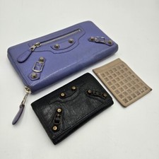 BALENCIAGA Giant Continental purse Long Wallet Black Gold Hardware leather 587