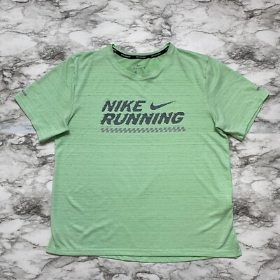 Nike Light Green Shirt Nike Men's Miler Running Graphic Tee T