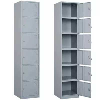 STANI School Locker Steel Metal Storage Locker Cabinet with 6 Doors for Employees 71H