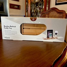 Expandable Bamboo Bathtub Caddy Tray for a Spa Relaxing Bath Gift Ready NIB