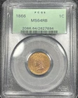 1866 Indian Head Cent Penny 1C OGH PCGS MS64RB Uncirculated Red Brown Semi-Key
