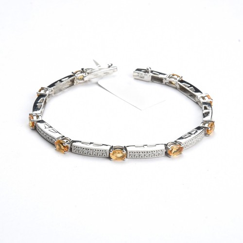 Tennisarmband 6*4 mm oval gelb Citrin Edelstein Sterlingsilber 7" Zoll - Bild 3 von 4