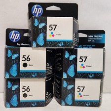 GENUINE HP 56/57 Ink Cartridge C6656AN C6657AN SEALED BLACK, TRI-COLOR, LOT OF 5