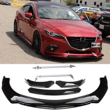 Front Bumper Lip Splitter Spoiler Body Kit Glossy Black For MAZDA 3 Alexa 14-18