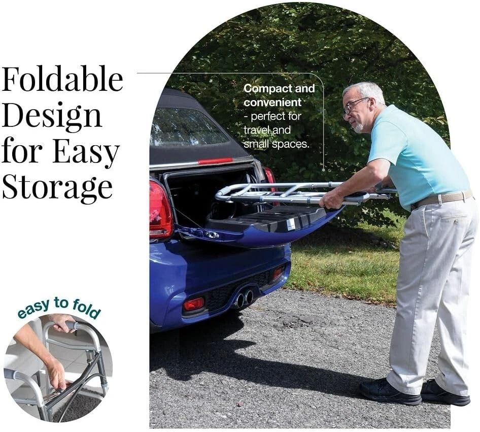 Andador Ligero Plegable con Ruedas, Soporta 350 Lbs, Altura Ajustable Foto 4 de 4