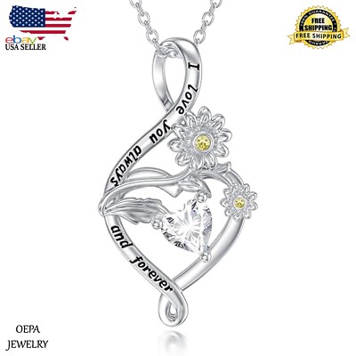 Sunflower Necklace for Women 925 Sterling Silver Necklace Sunflower Jewelry