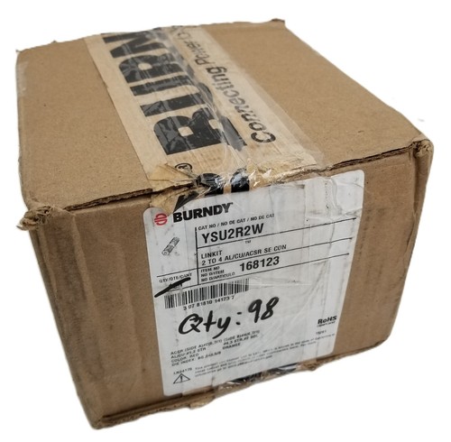 98 BURNDY YSU2R2W Compression Splice Heavy-Walled Aluminum Tube Red/Orange NEW - Picture 6 of 13