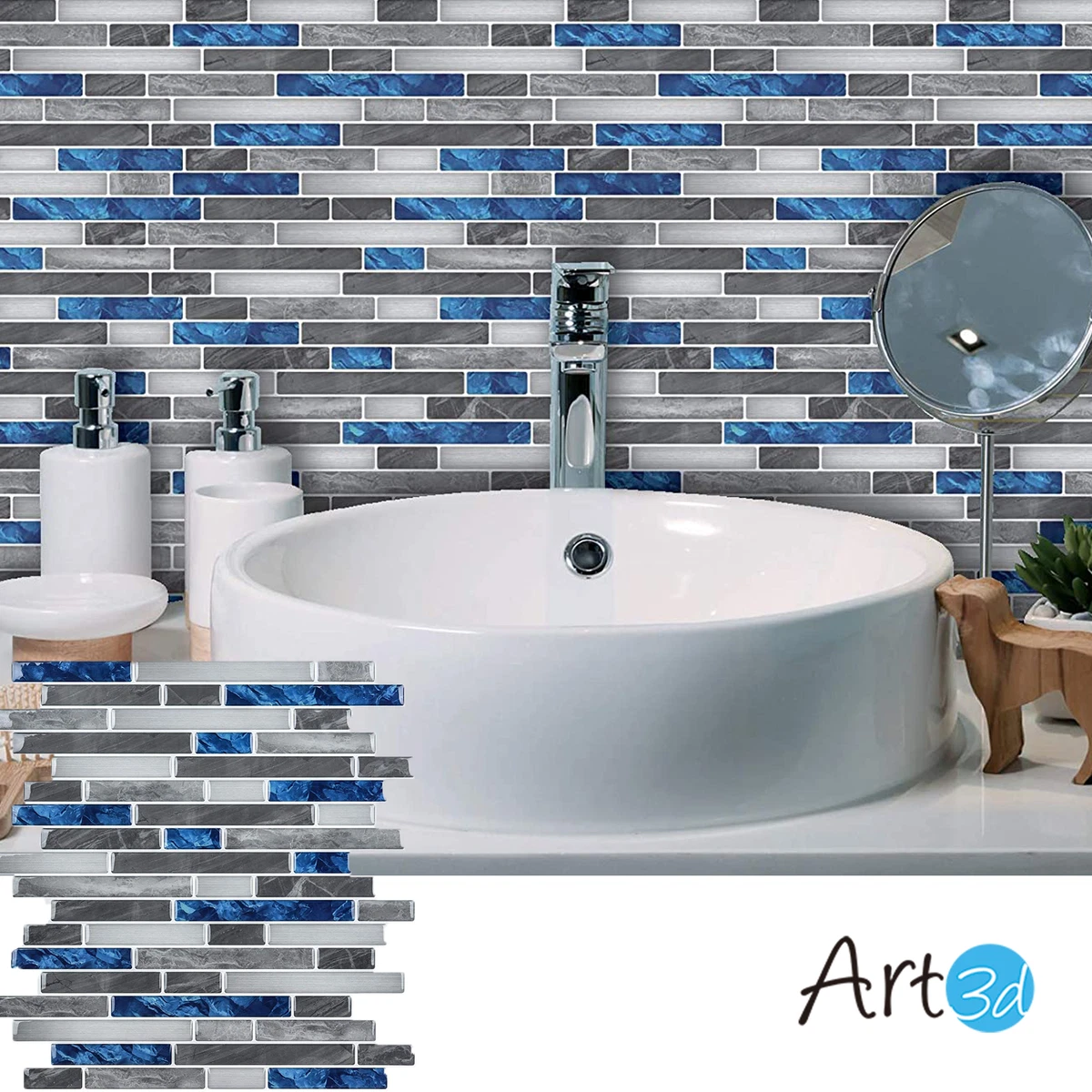 Art3d Kitchen Backsplash Tile Peel and Stick Subway Backsplash, 12x12