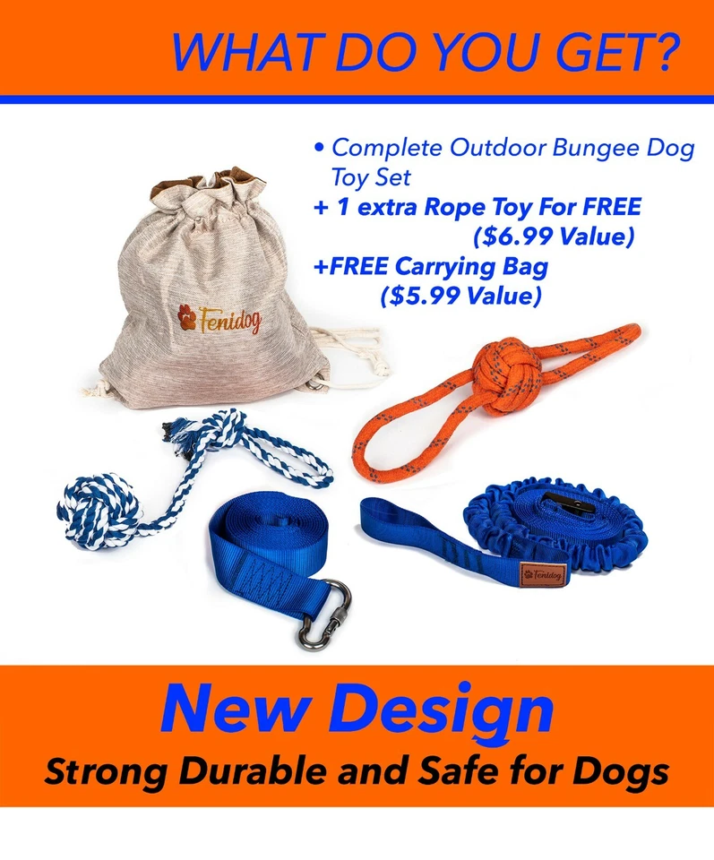 Outdoor Retractable Bungee Hanging Dog Toy, Interactive Tether Tug Toy, 2 ropes  - Image 2 of 4