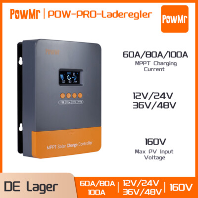 PowMr 60A 80A 100A Solar Laderegler MPPT Ladegerät Regler 12V 24V 48V PV 160V
