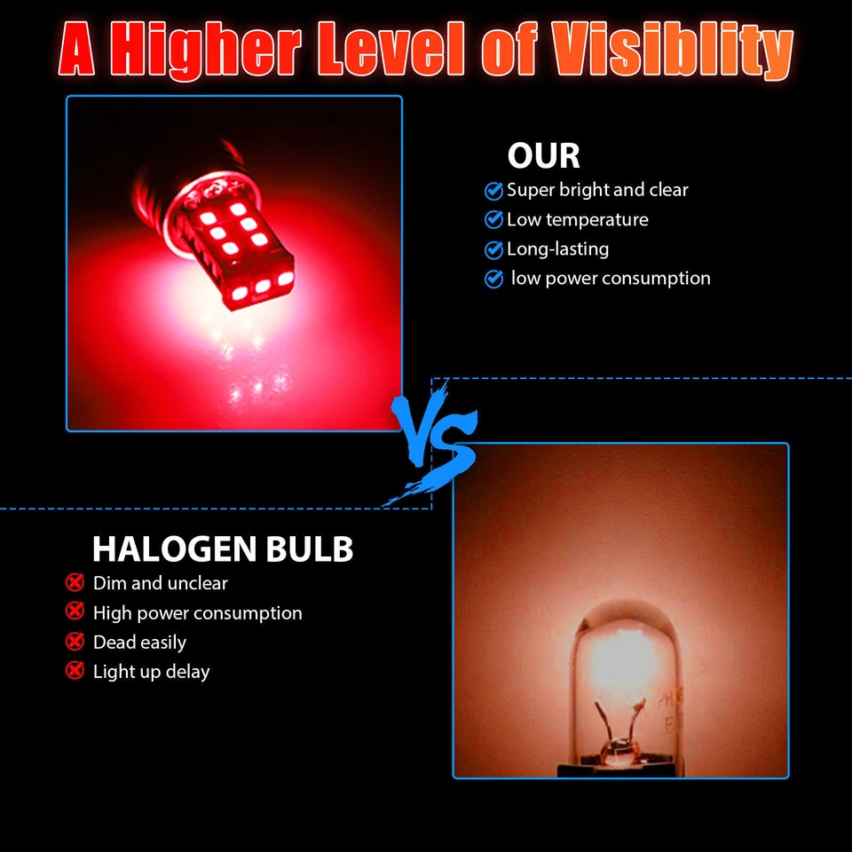 2X 1157 LED Brake Light Safety Stop Tail Parking Bulb Bright Red — 第 4/4 张图片