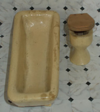 Antike Bad Einrichtung aus Holz zum Restaurieren Wanne & Toilette