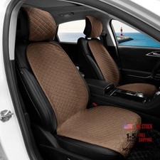 2 Pack Linen Car Seat Cover Front Seat Covers Soft Breathable Brown 2Pcs