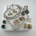 VTG Signed Repair Lot Costume Jewerly Earrings Brooch Rhinestone Trifari Pennino