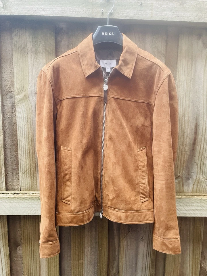 BNWT Reiss ‘Riley’ Suede Zip-Through Jacket in Tobacco Size X Small RRP £378 - Image 3 of 4
