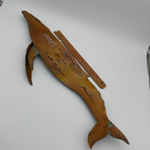 Scultura megattera arte firmata Scott McDowell 2021 rame patina usurata - Foto 6 di 6