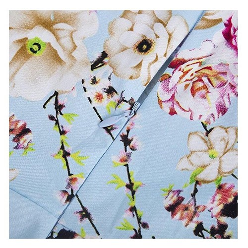 Damen Vintage Polka Dot 50er Jahre Rockabilly Neckholder Audrey Kleid Retro Blumen Eve... - Bild 6 von 6