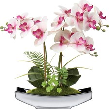 Orchideen Kunstblumen - Phalaenopsis Nachbildung in edlem Pflanzgefäß, 38cm Höhe