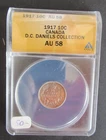 1917 SILVER 10 CENTS ANACS GRADED AU58 CANADIAN DIME